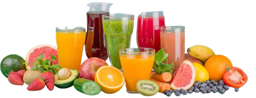 Assorted fresh juices and fruits